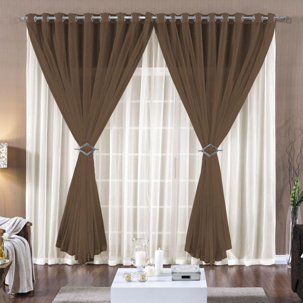 Encontraproduto.com.br - Cortina 3 Mts Voal Sala Quarto Para Trilho Comum Tabaco Barata