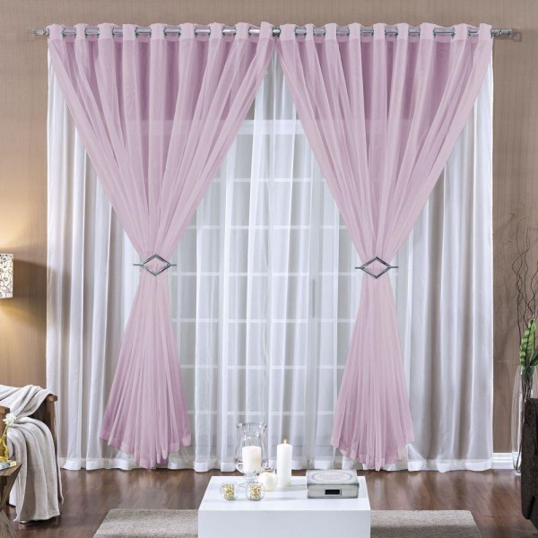 Encontraproduto.com.br - Cortina 3 Mts Voal Sala Quarto Para Trilho Comum Rosa Barata