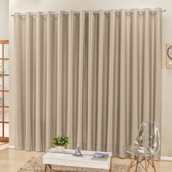 Encontraproduto.com.br - Cortina 3 Mts Sala Quarto Escritório Semiblackout Para Varão Bege