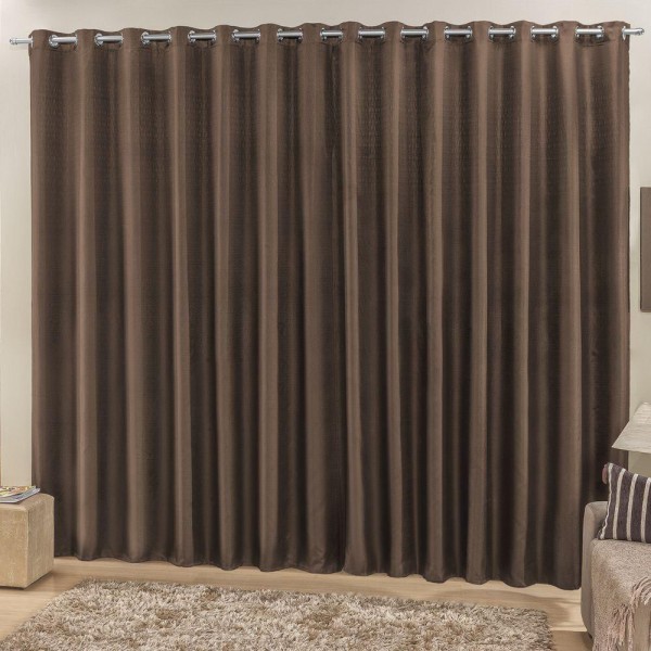 Encontraproduto.com.br - Cortina 4 Mts Sala Quarto Escritório Ráfia Para Trilho Comum Baratissima Tabaco