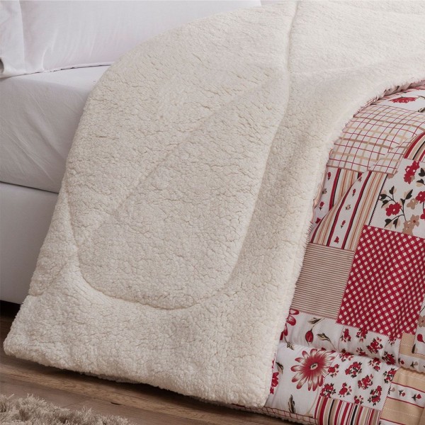 Encontraproduto.com.br - Edredom Confort Queen Dupla Face Sherpa Toque Lã Carneiro - Vermelho
