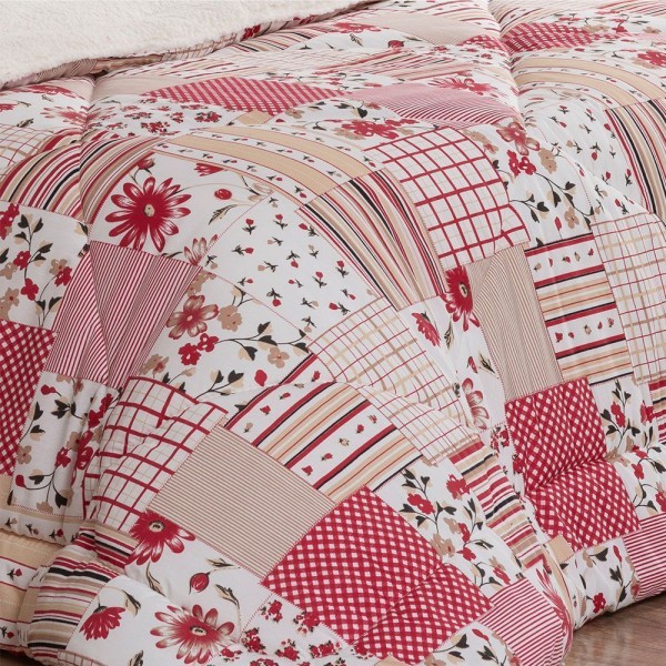 Encontraproduto.com.br - Edredom Confort Queen Dupla Face Sherpa Toque Lã Carneiro - Vermelho