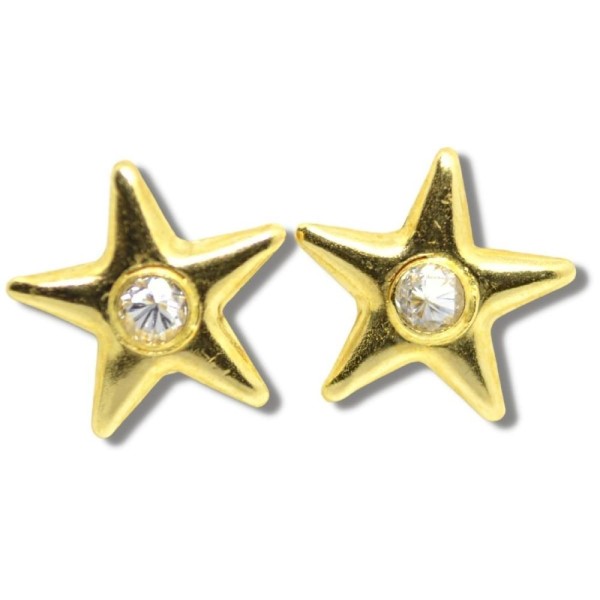 Encontraproduto.com.br - Brinco Em Ouro 18k Estrelinha 7.3mm Com Zircônia B634