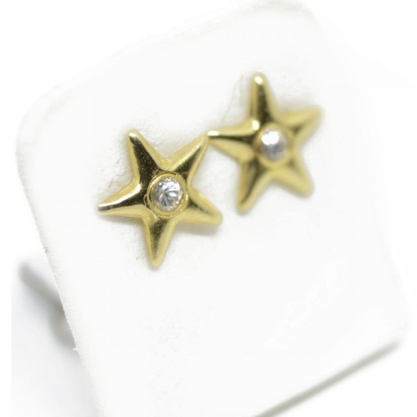 Encontraproduto.com.br - Brinco Em Ouro 18k Estrelinha 7.3mm Com Zircônia B634