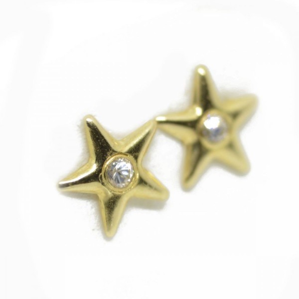 Encontraproduto.com.br - Brinco Em Ouro 18k Estrelinha 7.3mm Com Zircônia B634