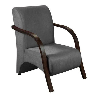 Encontraproduto.com.br - Poltrona 1 Lugar Sevilha Braço Pé Madeira Suede Grafite