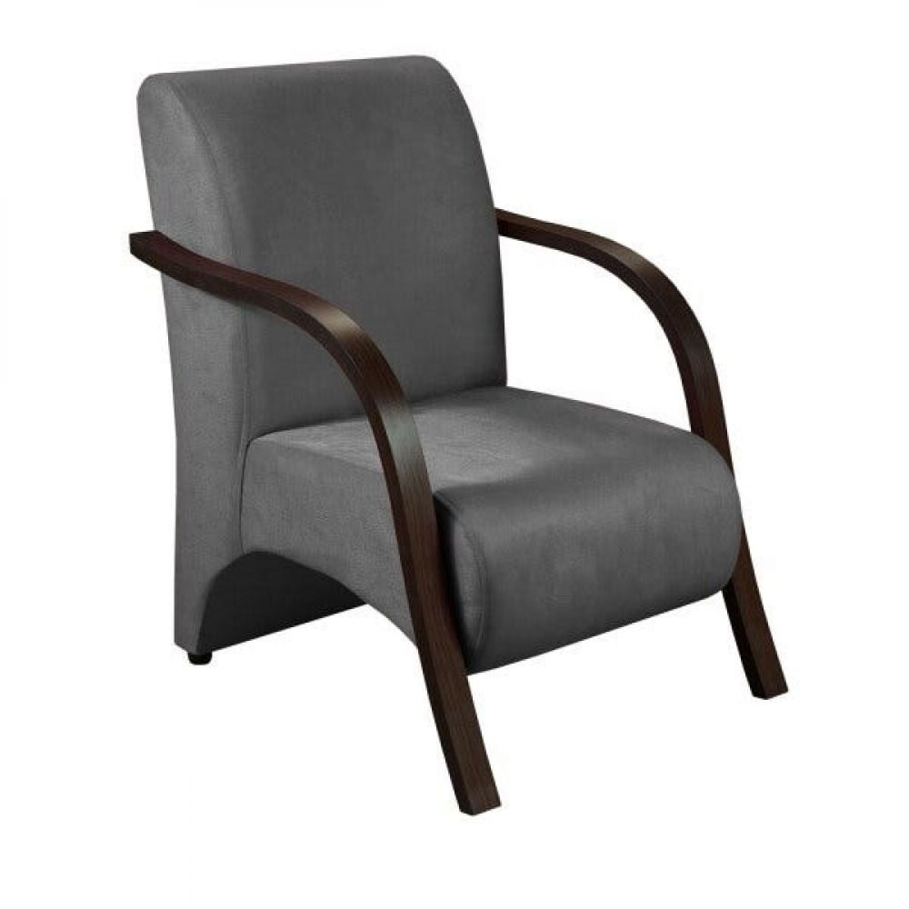 Encontraproduto.com.br - Poltrona 1 Lugar Sevilha Braço Pé Madeira Suede Grafite