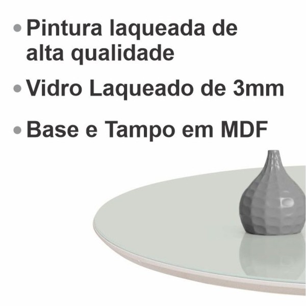 Encontraproduto.com.br - Mesa De Apoio Lateral Ou De Canto Para Sofá Monopé C/ Vidro Cor Branco