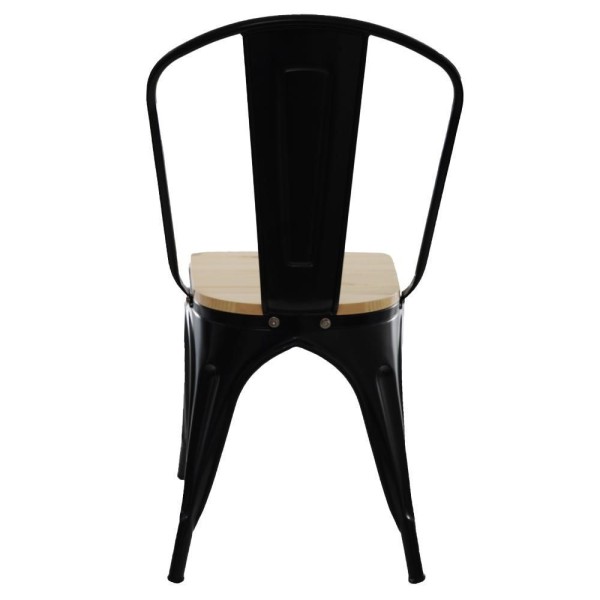 Encontraproduto.com.br - Cadeira Para Mesa De Jantar Cozinha Sala Tolix Metal Industrial Com Assento De Madeira Preto