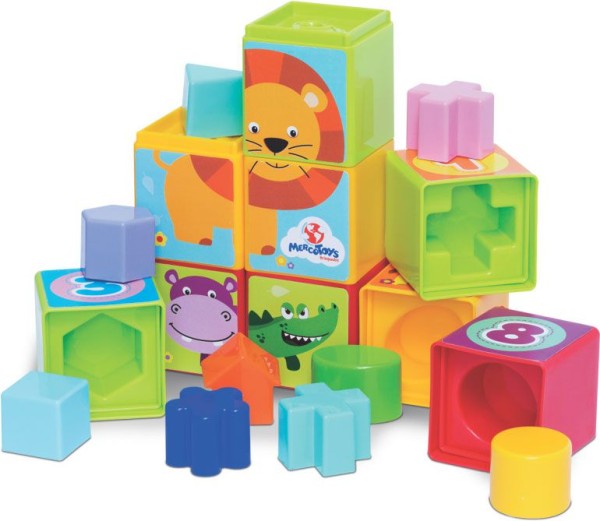 Encontraproduto.com.br - Kit de Brinquedos Educativos Cubinhos 5 em 1 + Empilha