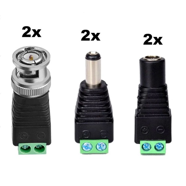 Encontraproduto.com.br - 5x plug P4 macho + 5x plug P4 fêmea + 5x plug BNC Macho = Kit Conector KRE Parafuso CFTV Áudio Vídeo Energia