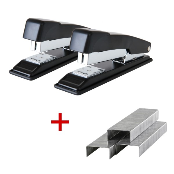 2 Grampeador Metal + 5000 Grampo 26/6 Galvanizado Escritório
