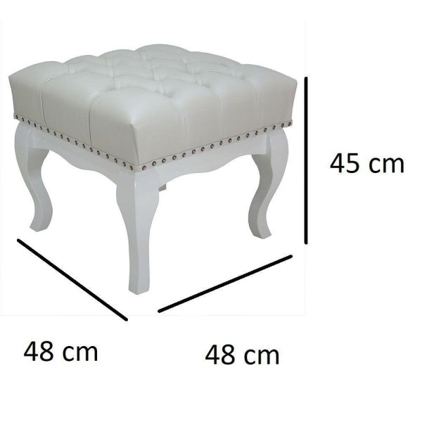 Encontraproduto.com.br - Puff Closet Multiuso Pequeno Madeira Maciça Branco Com Tachas Luna