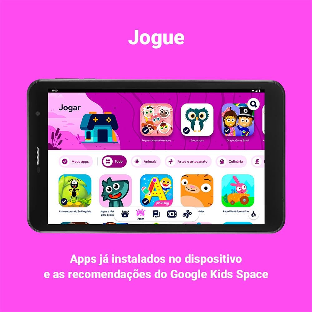 Encontraproduto.com.br - Tablet Multi M8 Wi-fi com Google Kids Space 32GB Tela 8 pol. 2GB RAM + Wi-fi Android 11 Quad Core - Preto - NB358OUT [Reembalado]