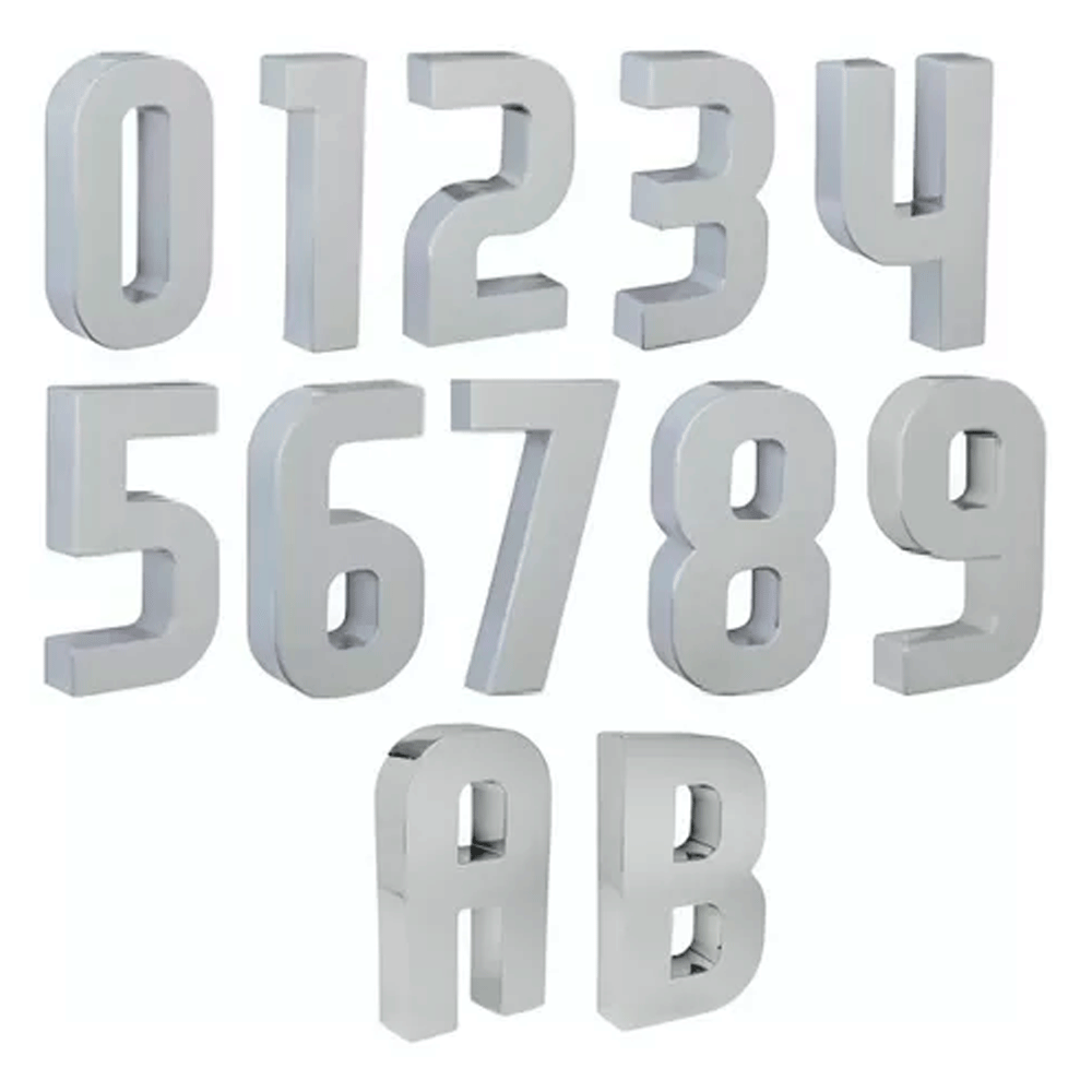 Numero Residencial Cromado - Grande Numero E Letra 2