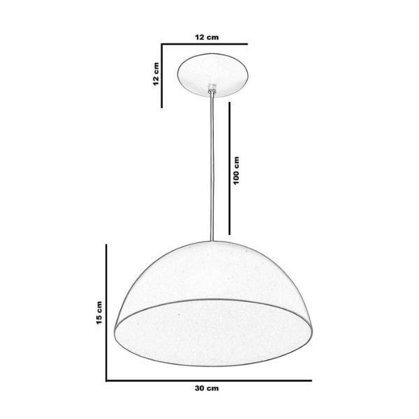 Encontraproduto.com.br - Lustre Pendente Meia Lua 30cm de Alumínio Branco C/ Cobre
