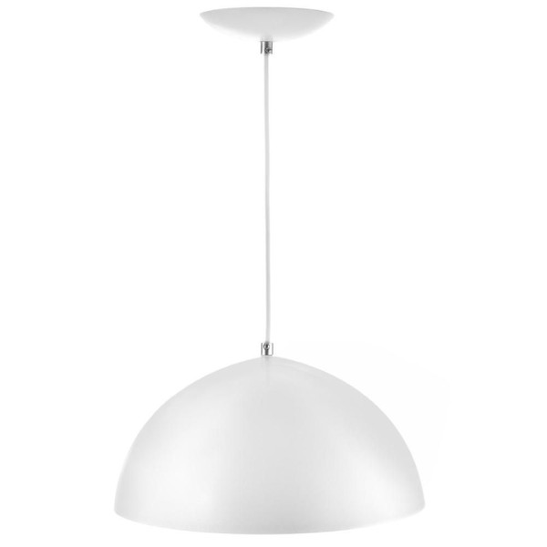 Encontraproduto.com.br - Lustre Pendente Meia Lua 30cm de Alumínio Branco C/ Cobre