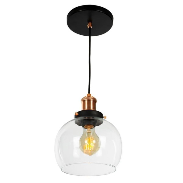 Encontraproduto.com.br - Kit 3 Lustre Pendente Château Bola Media Vidro Preto /cobre