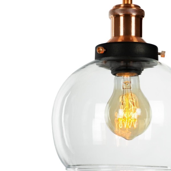 Encontraproduto.com.br - Kit 3 Lustre Pendente Château Bola Media Vidro Preto /cobre
