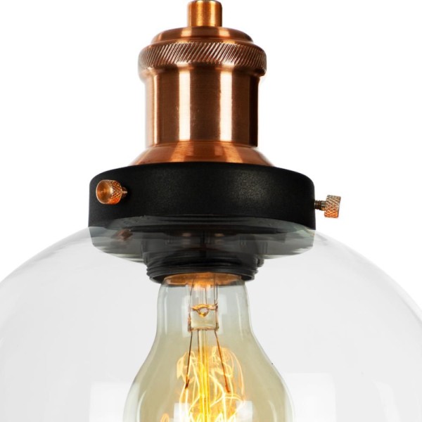 Encontraproduto.com.br - Kit 3 Lustre Pendente Château Bola Media Vidro Preto /cobre