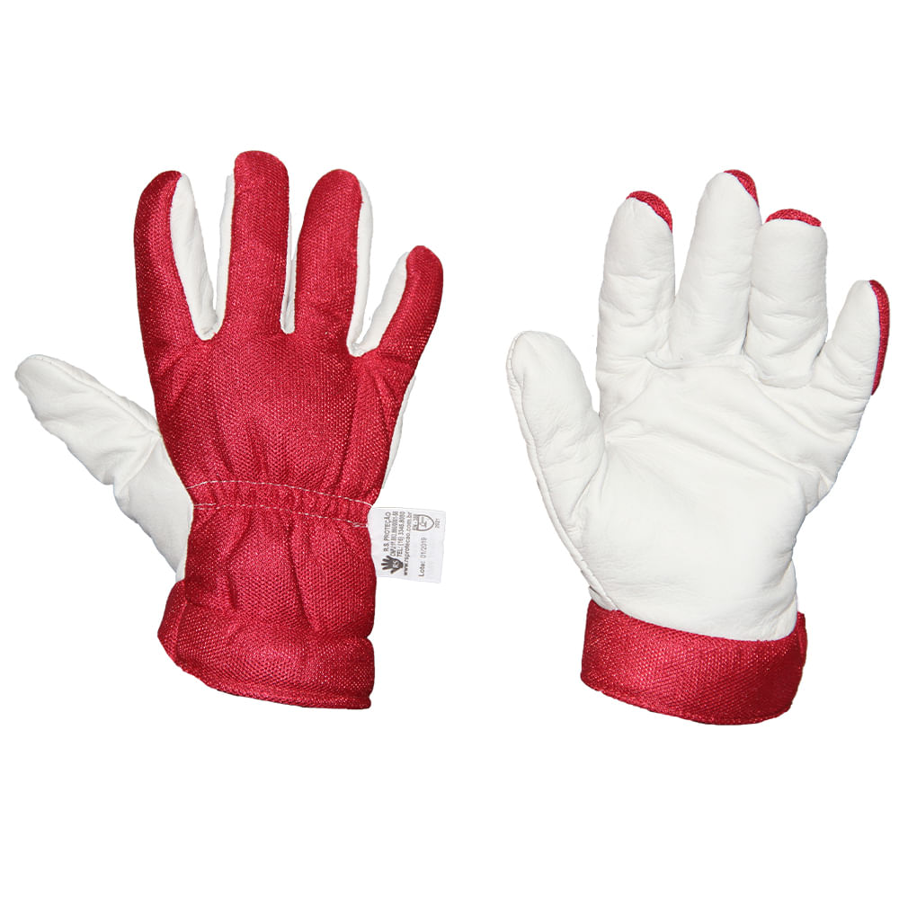 Encontraproduto.com.br - Luva RS Nylon Com Palma Em Couro Vaqueta de 5 Dedos