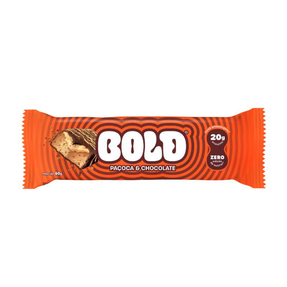 Encontraproduto.com.br - Barrinha Bold Bar Paçoca e Chocolate 60g Bold Nutrition