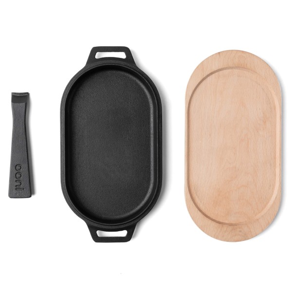 Encontraproduto.com.br - Chapa de Ferro Fundido com Apoio de Madeira Sizzler Ooni