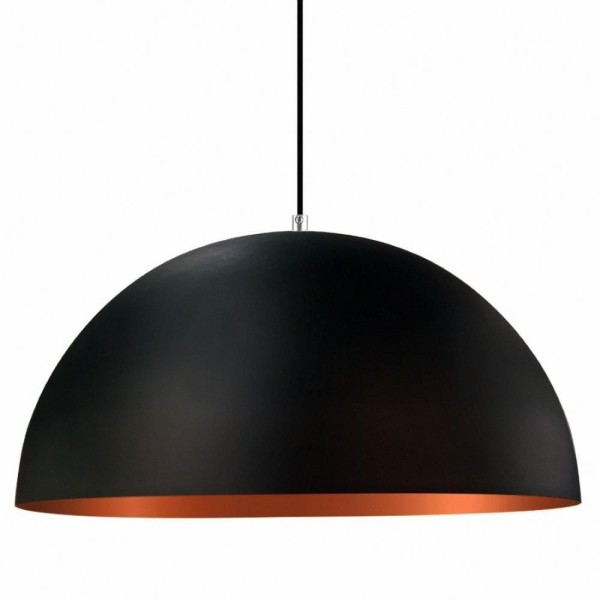 Encontraproduto.com.br - Lustre Pendente Meia Lua 30cm De Alumínio Preto Com Cobre