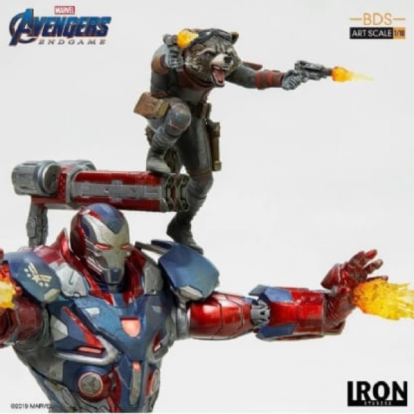 Encontraproduto.com.br - Iron Patriot & Rocket - Avengers: Endgame - Bds Art Scale 1/10 - Iron Studios