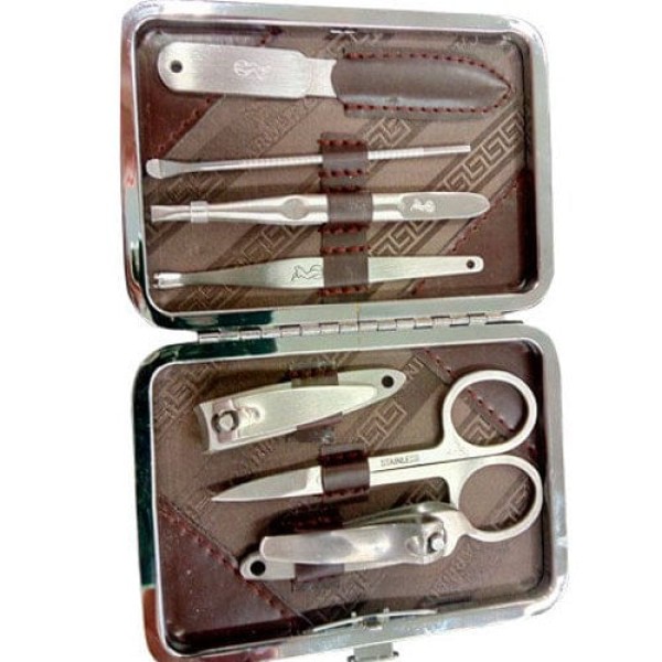Encontraproduto.com.br - Conjunto Para Manicure 7 Peças Em Inox Latcor MS10602C Com Estojo