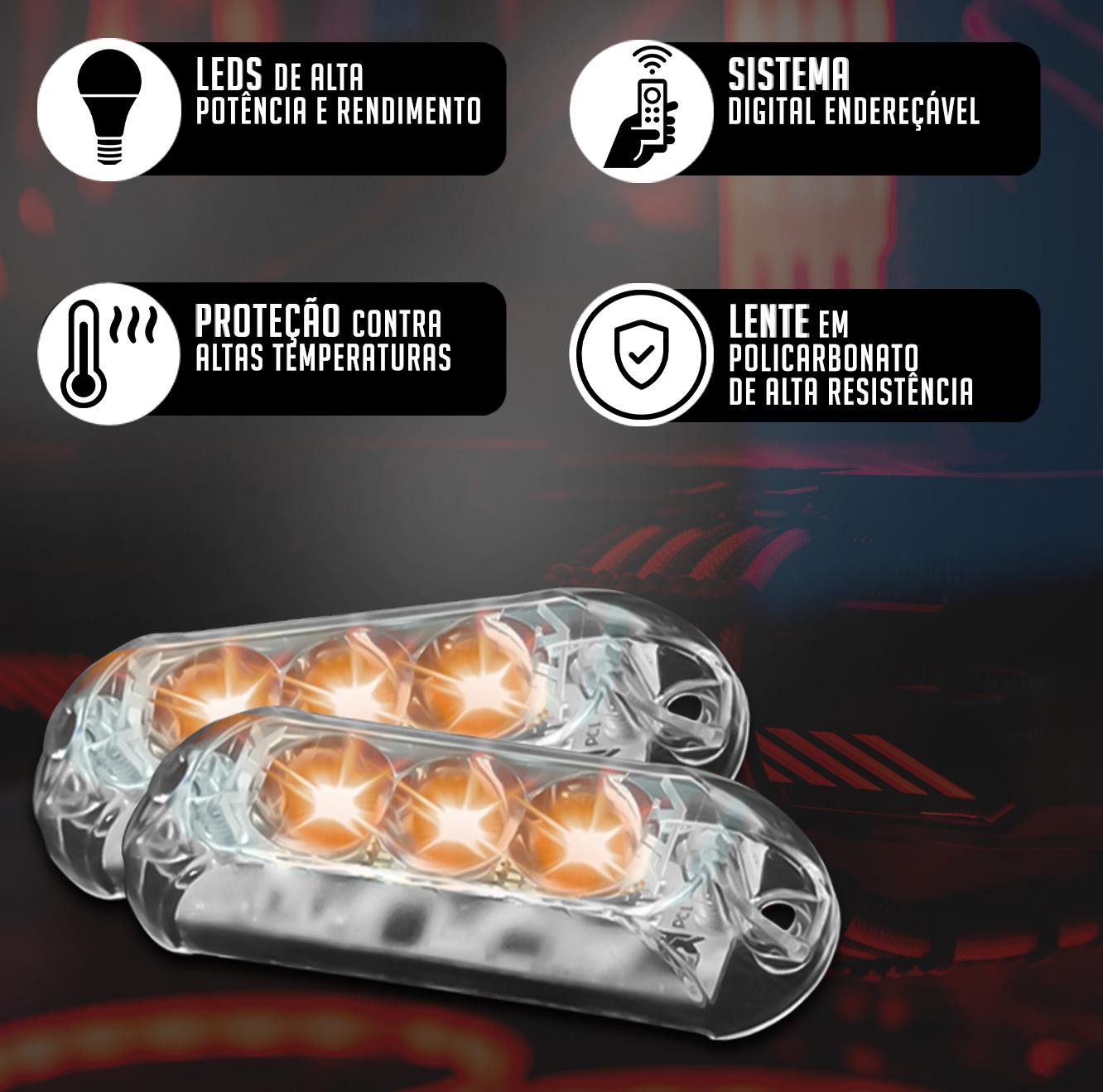 Encontraproduto.com.br - Par de Farol Rgb Endereçável 6W AJK 8 Cores