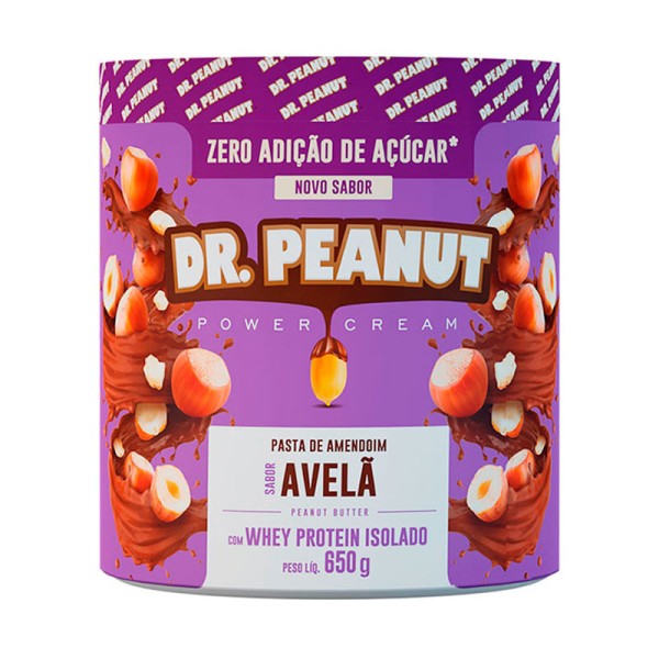 Encontraproduto.com.br - Pasta de Amendoim Zero Açúcar DR. Peanut com Whey Protein Avelã Pote 650g