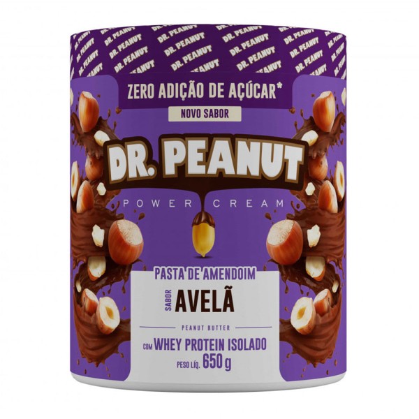 Encontraproduto.com.br - Pasta de Amendoim Zero Açúcar DR. Peanut com Whey Protein Avelã Pote 650g