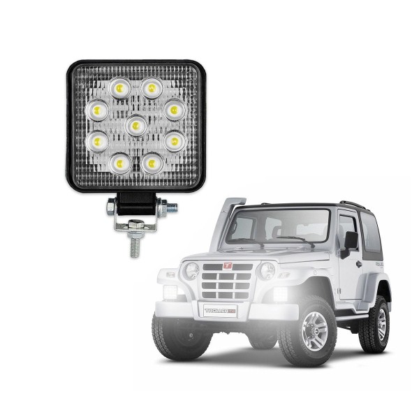 Farol de Milha Auxiliar Slim 27W Universal 9 Leds Quadrado R8 Headlight