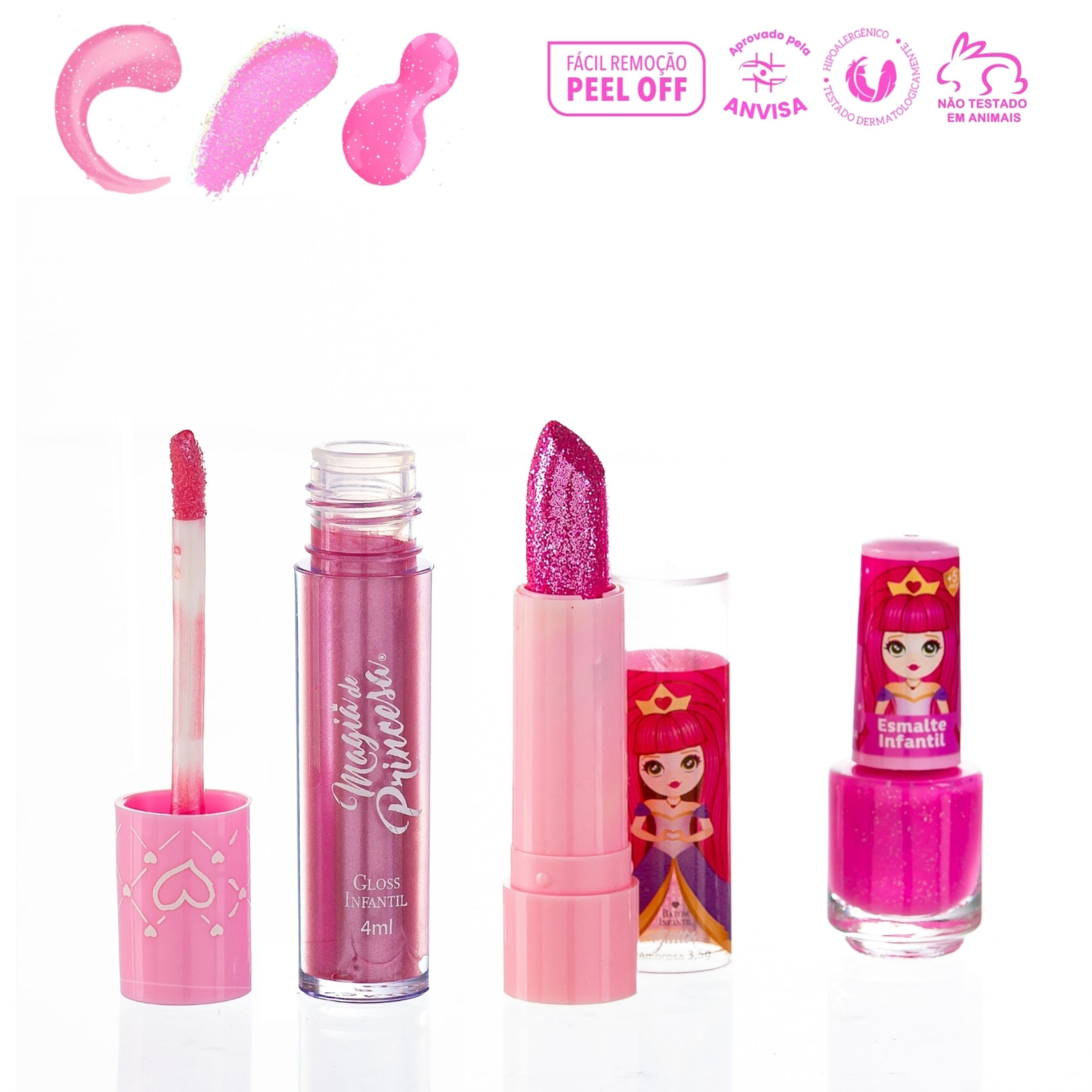 Encontraproduto.com.br - Kit Gloss Batom e Esmalte Magia de Princesa Amorosa