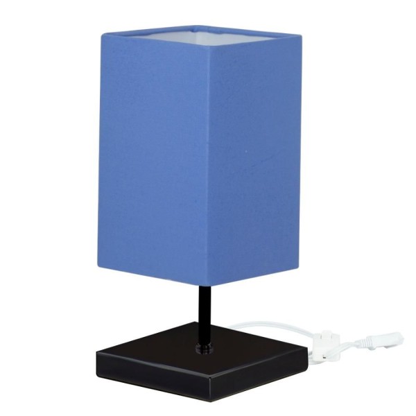 Encontraproduto.com.br - Abajur Eros Quad Azul Com Base Inox Preta