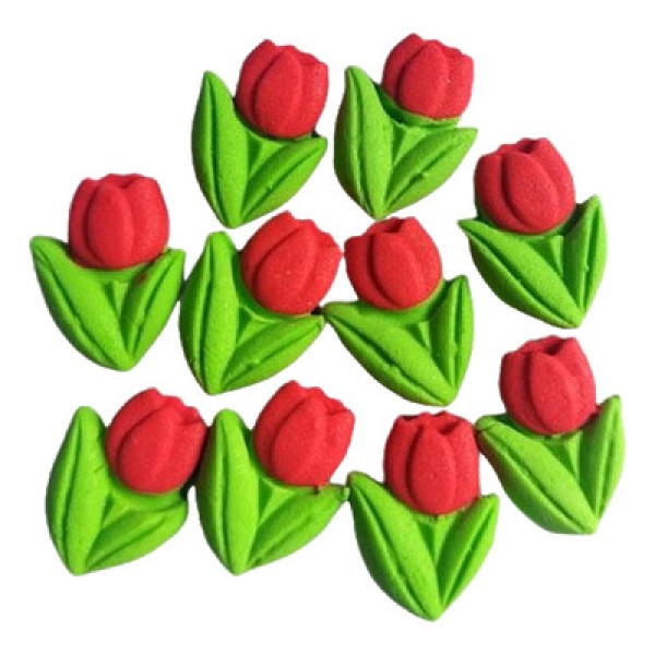 Encontraproduto.com.br - Confeitos de Açúcar Tulipas Mini Vermelho 10 Unidades ABELHA CONFEITEIRA