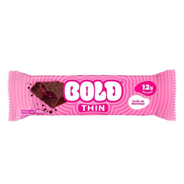 Encontraproduto.com.br - Barra Bold Thin 12g Proteina Zero Açucar Trufa de Morango 40g