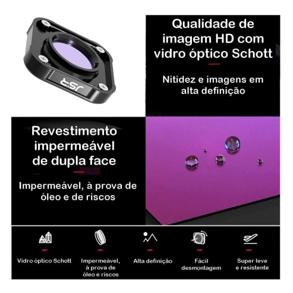 Encontraproduto.com.br - Kit Filtros Cpl+nd8-16 June Star Para Gopro 12-11-10 E 9 Black