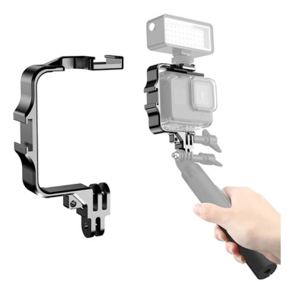 Encontraproduto.com.br - Suporte Alumínio Com Entrada De Mic E Flash Para Câmeras De Ação