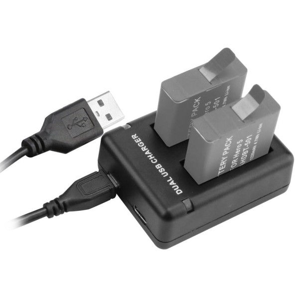 Encontraproduto.com.br - Carregador Duplo para GoPro 5, 6, 7 e 8 Black