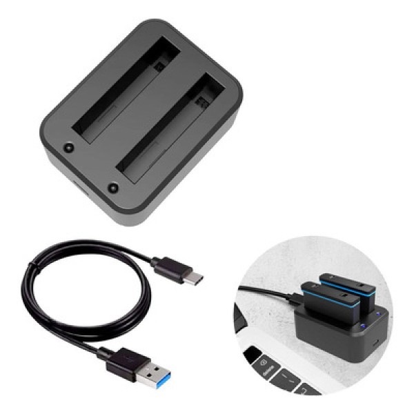 Encontraproduto.com.br - Carregador Duplo De Baterias Para Câmera Insta360 X3
