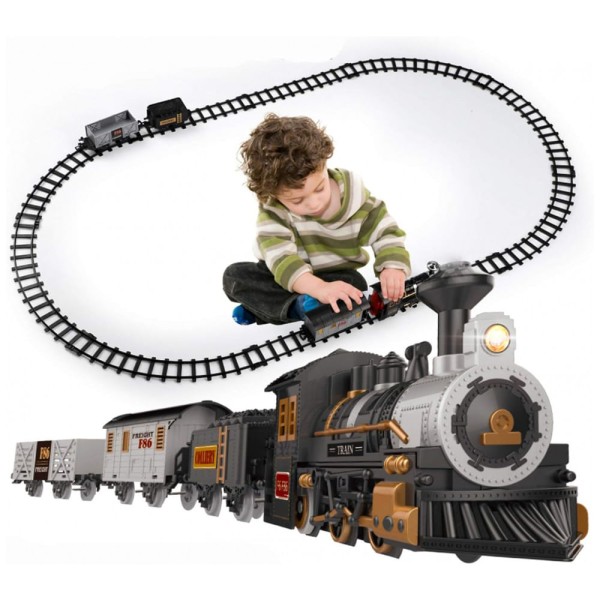 Encontraproduto.com.br - Conjunto de Trem Trenzinho Elétrico 3 Carros e 10 Trilhos, IHAHA, Preto