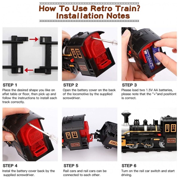 Encontraproduto.com.br - Conjunto de Trem Trenzinho Elétrico 3 Carros e 10 Trilhos, IHAHA, Preto