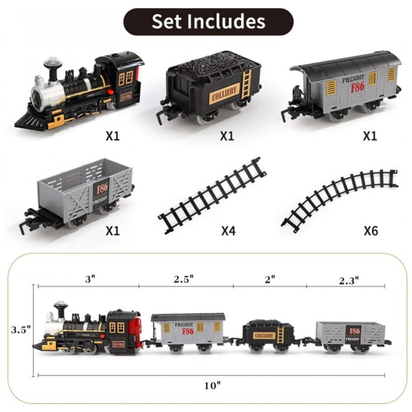 Encontraproduto.com.br - Conjunto de Trem Trenzinho Elétrico 3 Carros e 10 Trilhos, IHAHA, Preto
