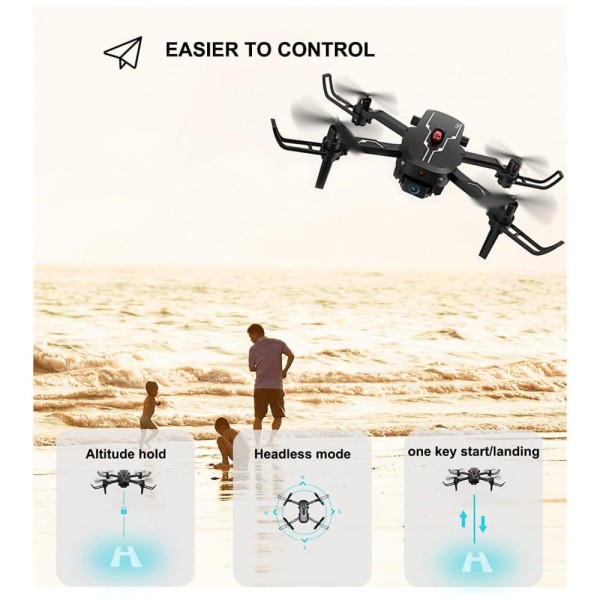 Encontraproduto.com.br - Mini Drone com Câmera 1080P FPV para Crianças, Controle Remoto, 2 Baterias, YASOLA, Preto