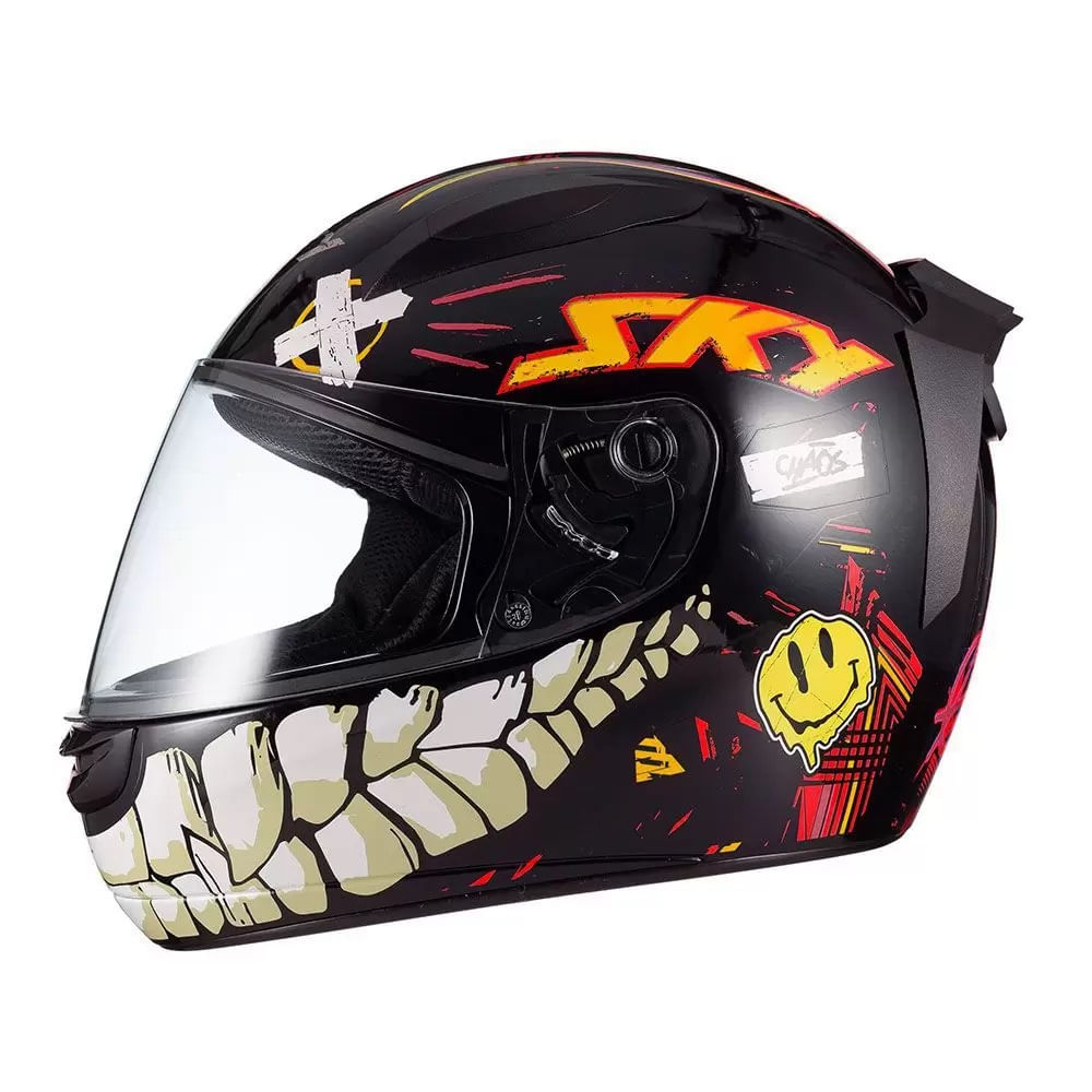 Capacete SKY Two Chaos Preto Laranja