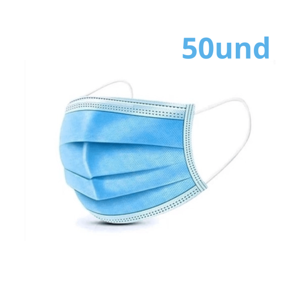 Encontraproduto.com.br - Máscara Tripla Descartável Azul com 50 unidades