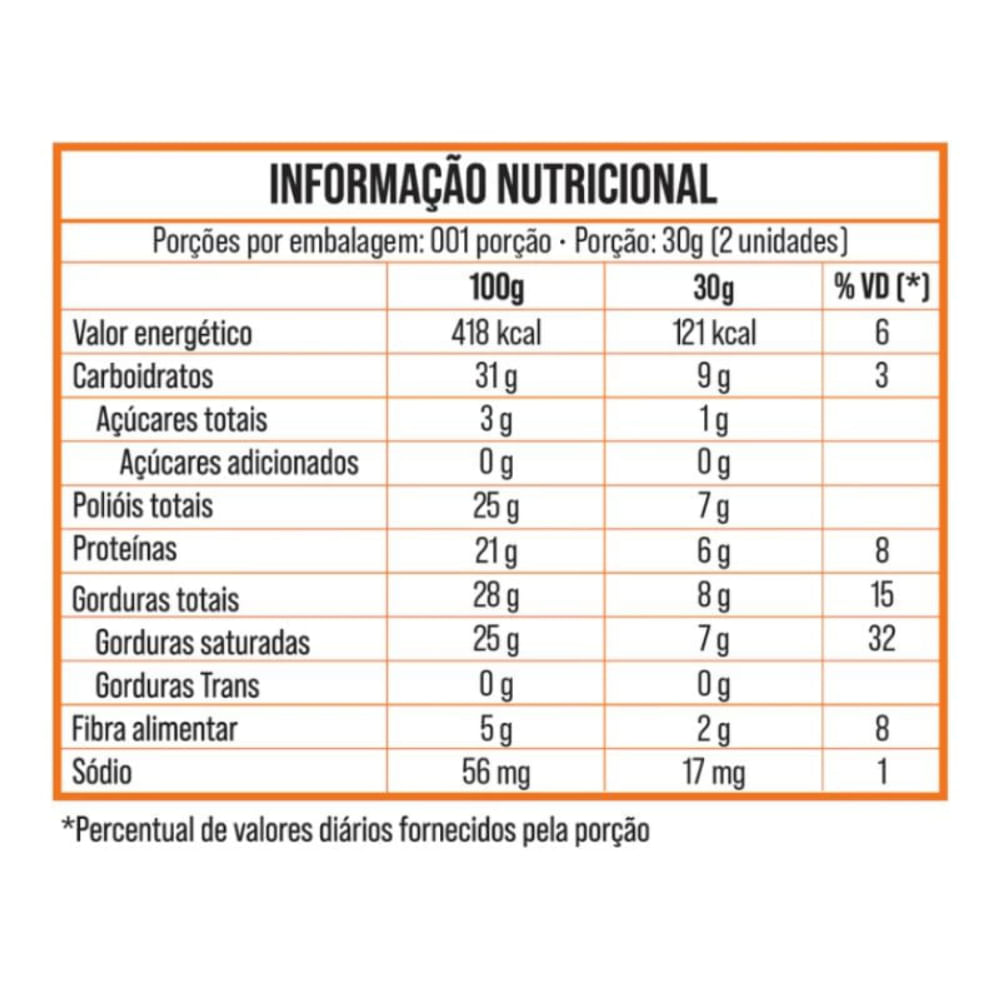 Encontraproduto.com.br - Snack Zero Açucar Sabor Paçoca Bold Tube 30g