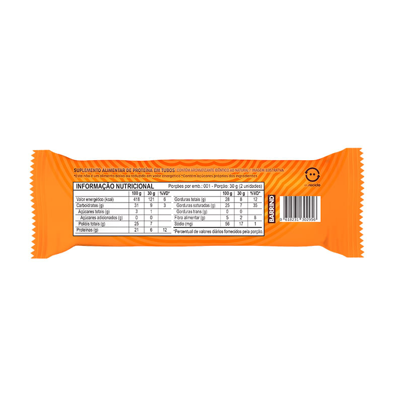 Encontraproduto.com.br - Snack Zero Açucar Sabor Paçoca Bold Tube 30g